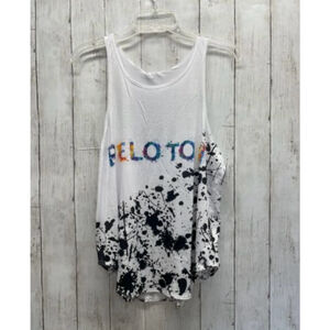 Women's Terez White Splatter Peloton Tank Top X-Large